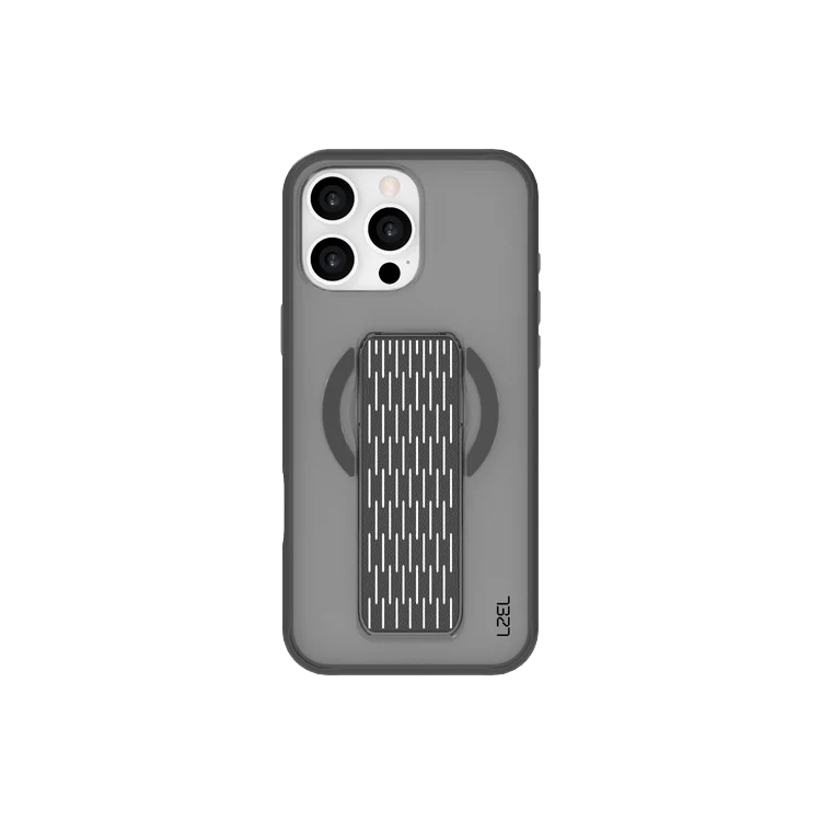 LZEL MatteMag Kickstand Matte Strap MagSafe Case with Enhanced Edge Protection for iPhone 16 Pro Max | Light Black