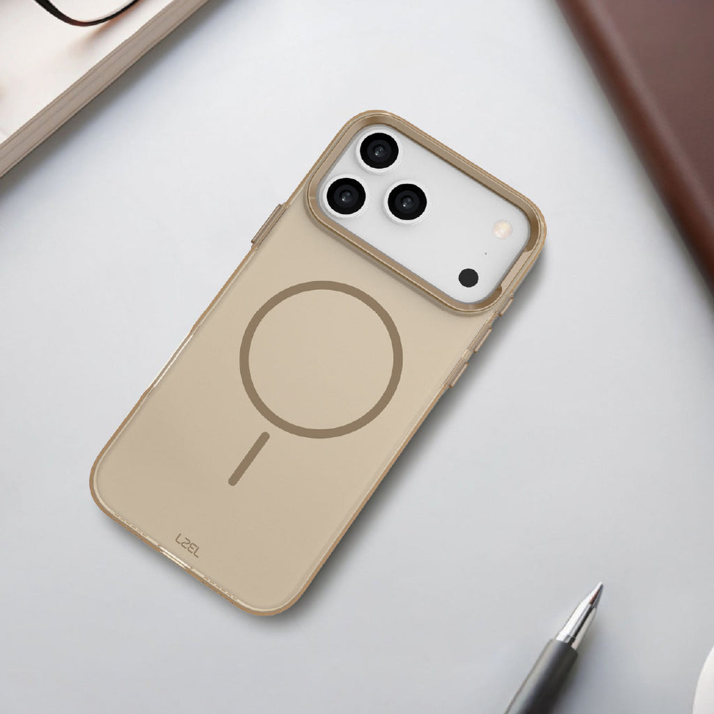 LZEL Magkryden Slim Case for iPhone 17 Pro | Crystal Clear + Titanium Copper