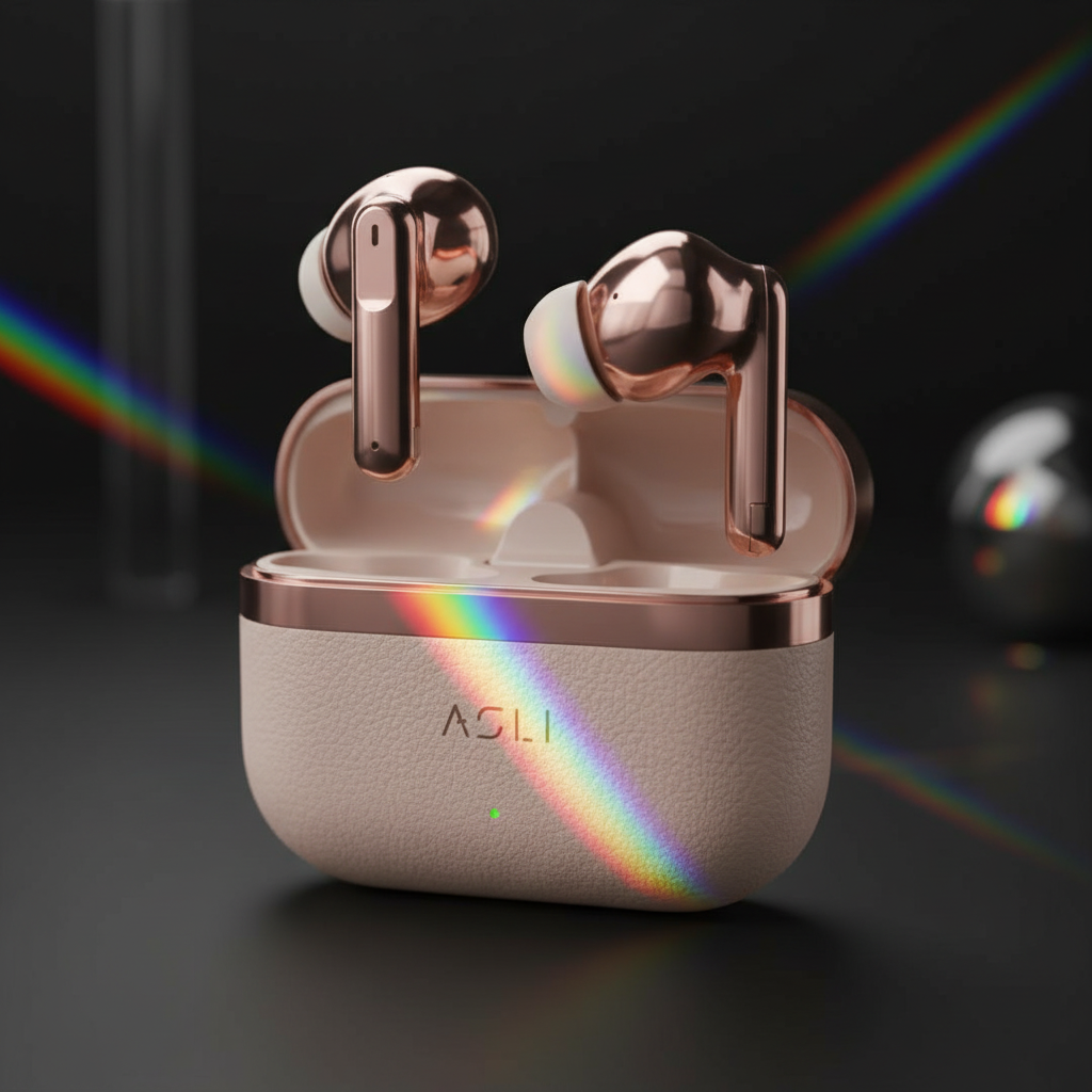 Asli Global EcoPods Air TWS Wireless ANC Bluetooth Earbuds with Active Noise Cancellation | Gold