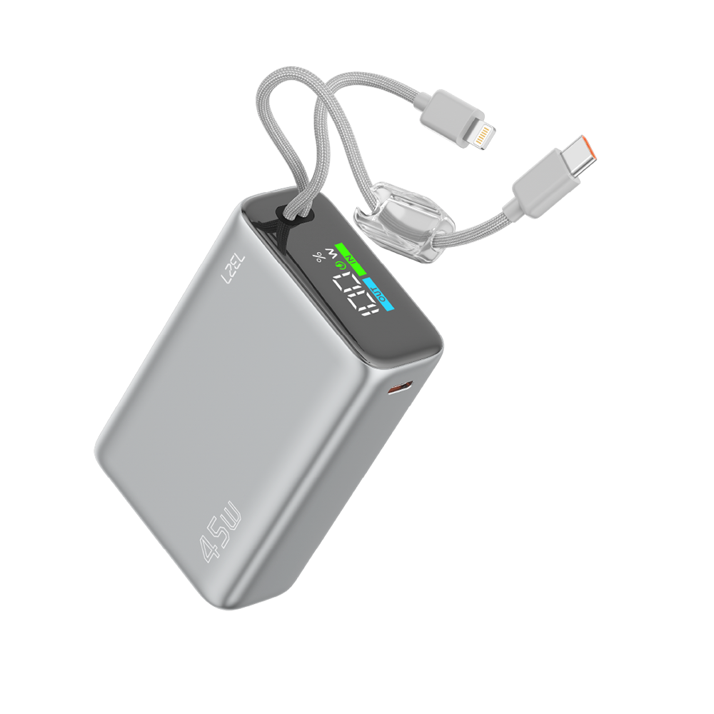 LZEL Neurode 20K Pd45W Mini Power Bank Pd3.0 & Qc3.0 | Usb-C Cable & Lighting Cable