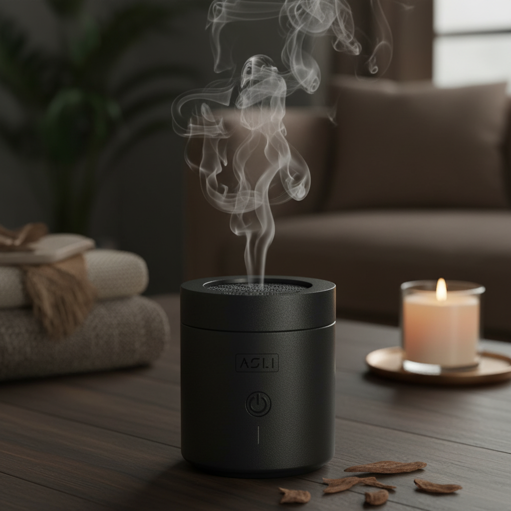 Asli Global Amberiq Essence Electric Incense Bakhoor Burner with Rotating Flip | Black