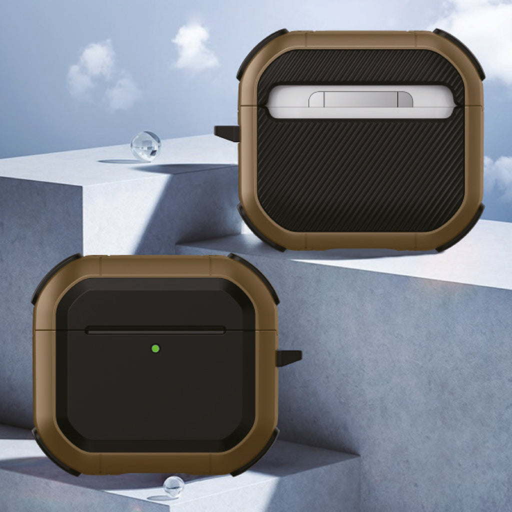 LZEL Airpods 4 Aurum Guard Max Hard PC+TPU Case | Brown/Black