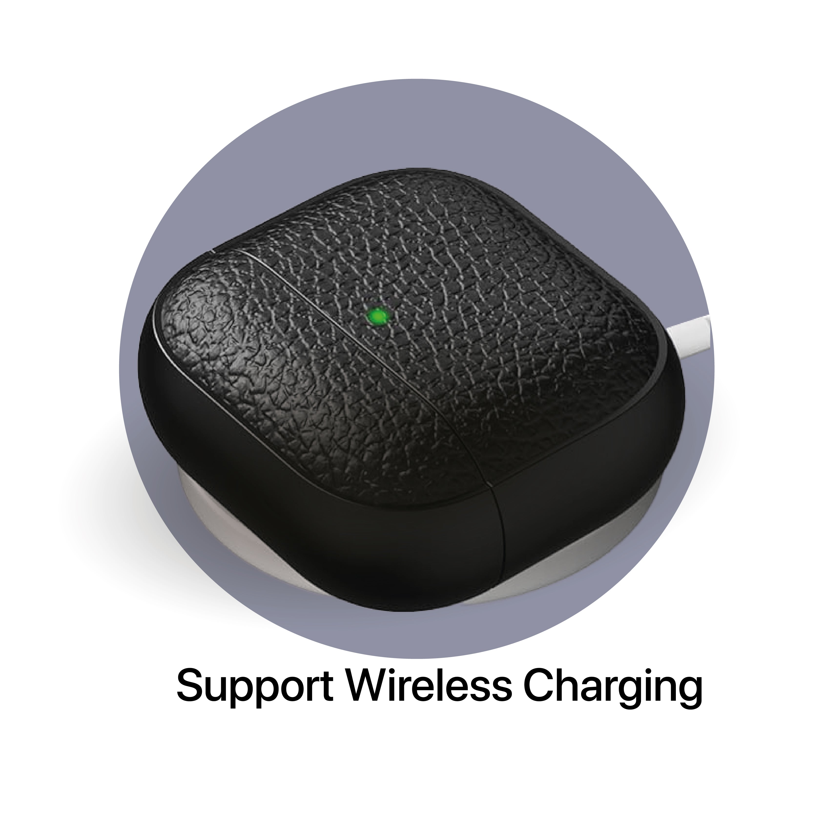 LZEL Airpods 4 Aurum Guard Premium TPU Leather Case | Black