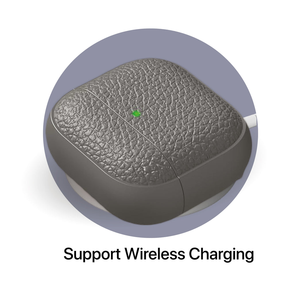 LZEL Airpods 4 Aurum Guard Premium TPU Leather Case | Gray