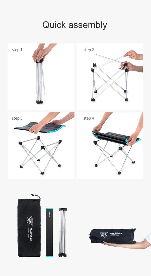 Naturehike FT08 Aluminum Alloy Folding Table â€“ Rock Black | Large