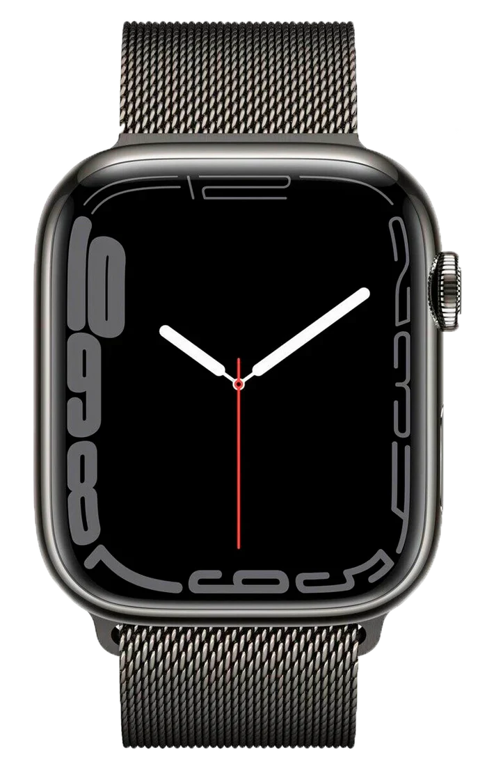 Apple Watch Series 7 GPS + Cellular, 45mm Graphite Stainless Steel Case with Graphite Milanese Loop