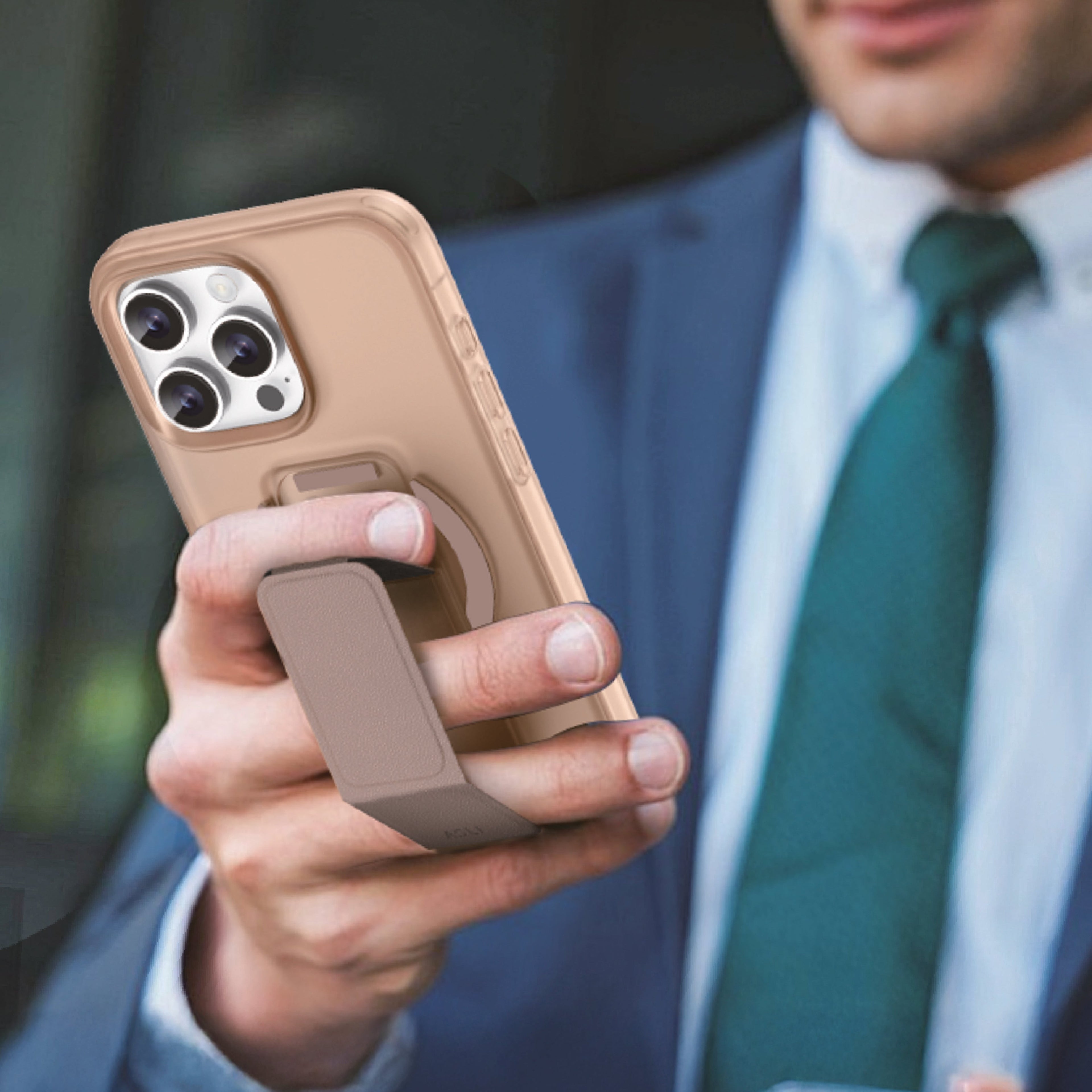 Asli Global Gravitas iPhone 16 Pro Max MagLeather MagSafe With Grip & Stand Case |Desert Caramell