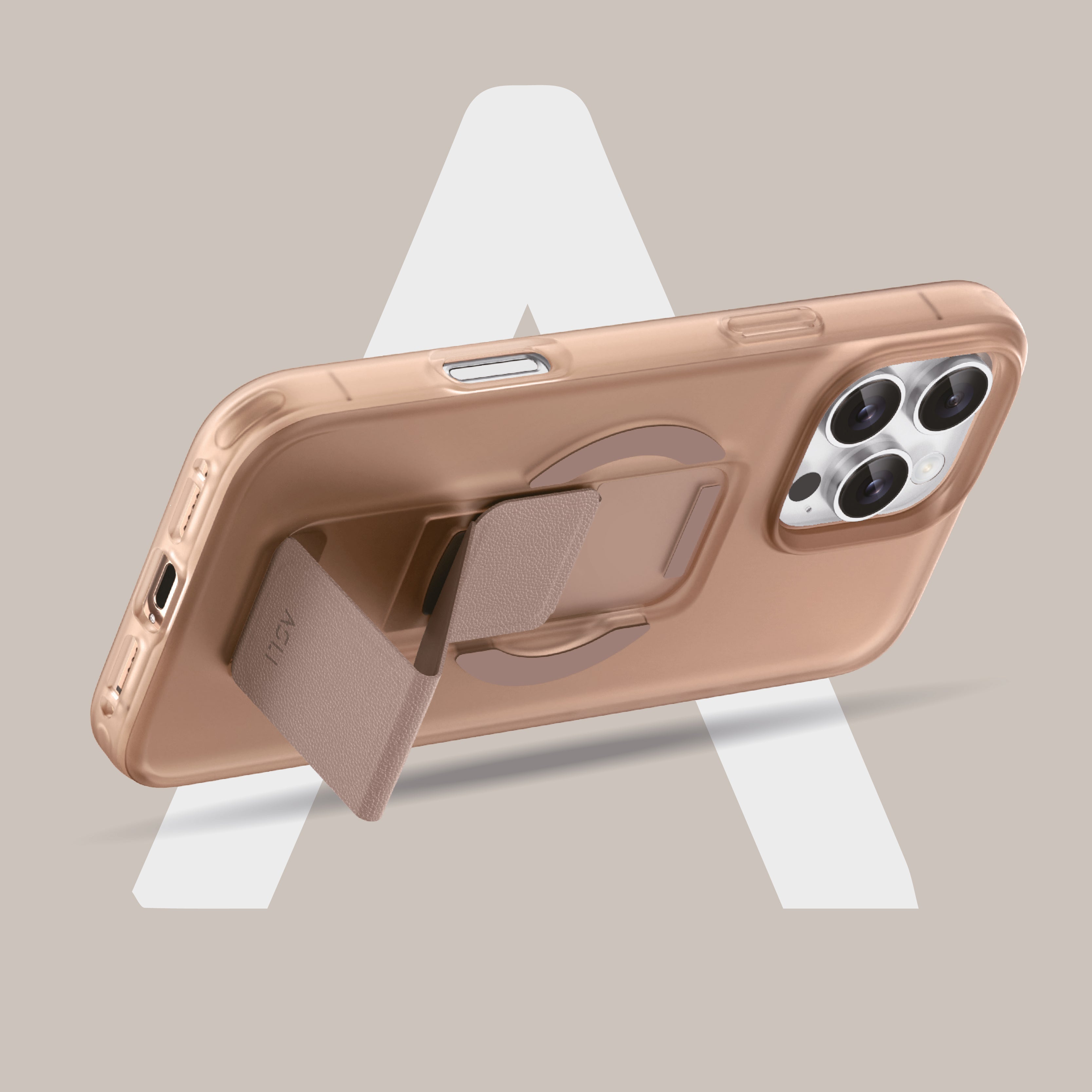 Asli Global Gravitas iPhone 16 Pro Max MagLeather MagSafe With Grip & Stand Case |Desert Caramell