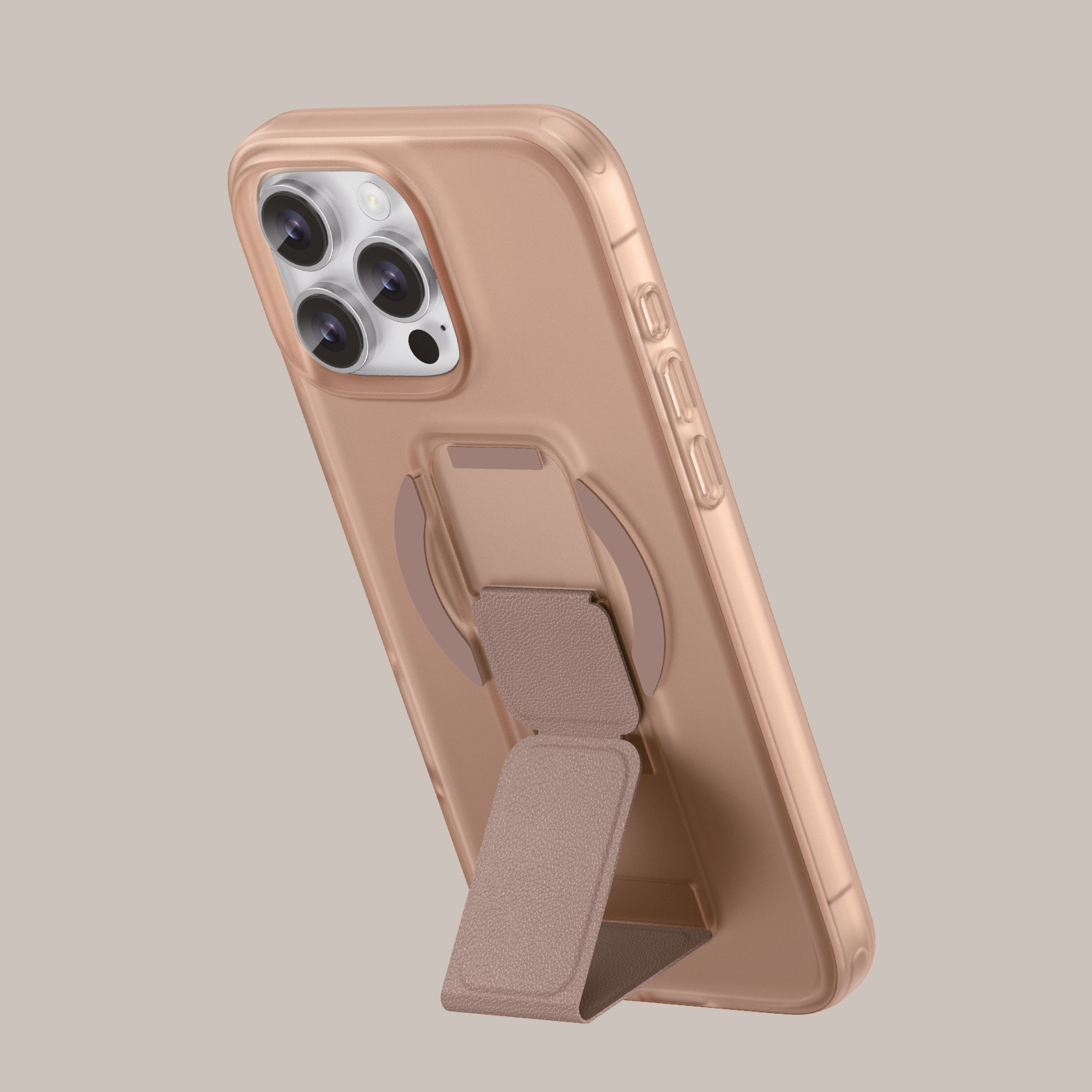 Asli Global Gravitas iPhone 16 Pro Max MagLeather MagSafe With Grip & Stand Case |Desert Caramell