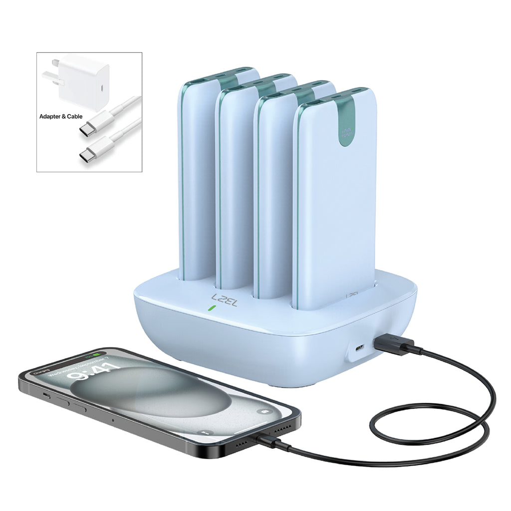 LZEL Quadra Energia Y Station 10000mAh Charging Station Built In Cable Lightning And Type-C | Blue