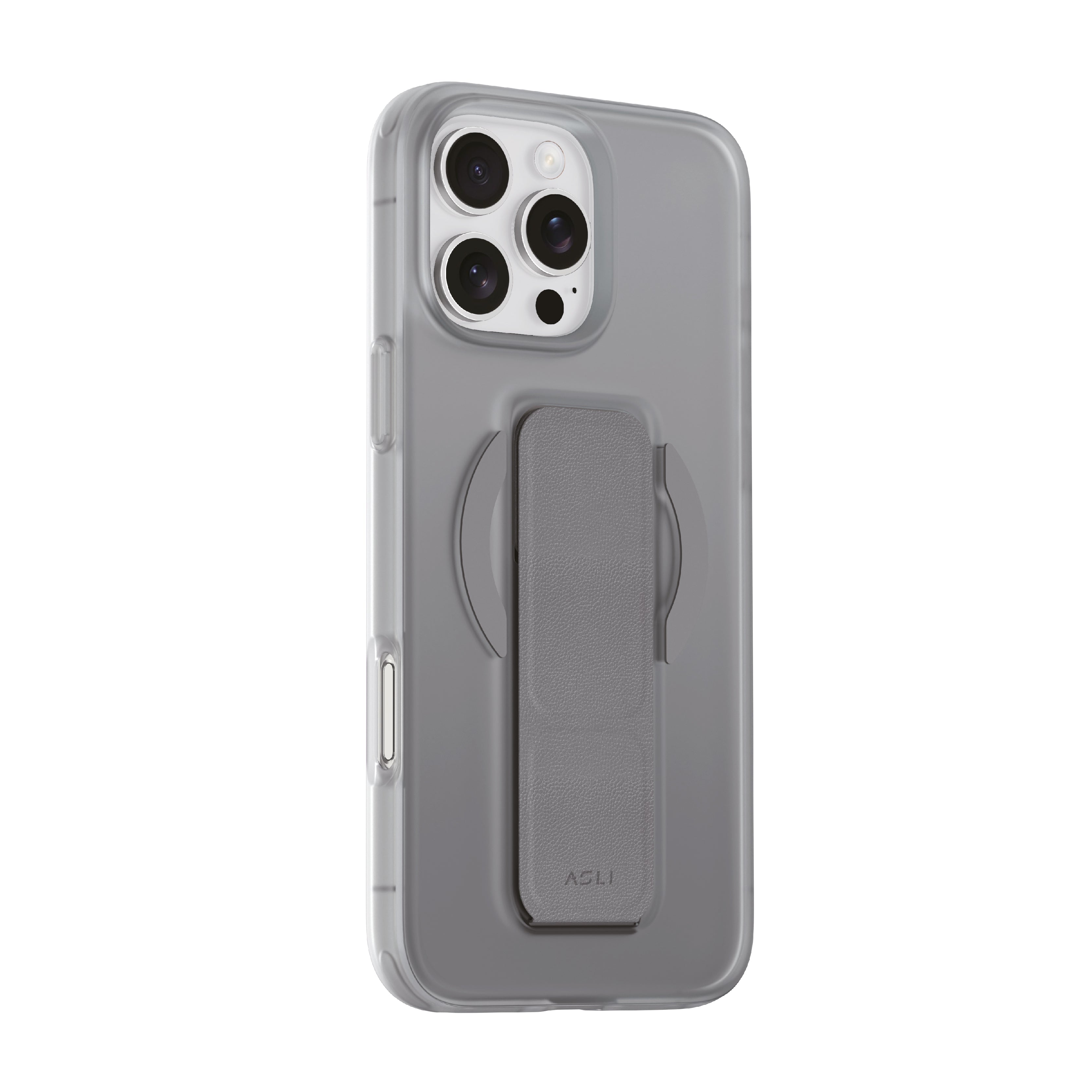 Asli Global Gravitas iPhone 16 Pro Max MagLeather MagSafe With Grip & Stand Case|Gray