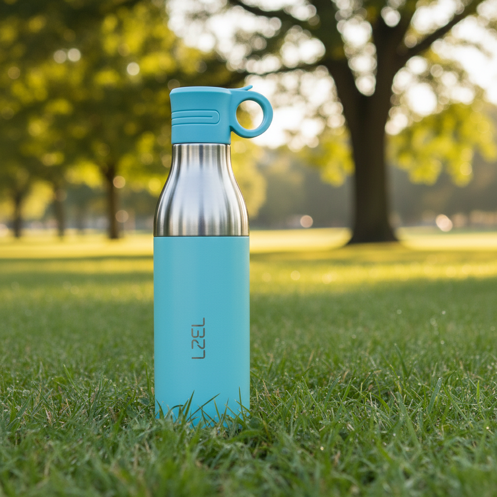 LZEL Natura Elva Vacuum Bottle Dual 400 mL + 400 mL | Sky Blue Aluminum