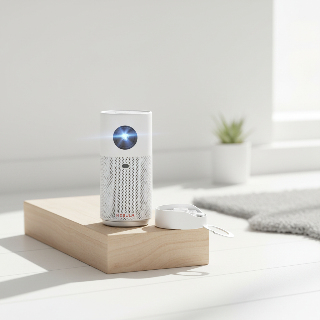 Nebula Capsule Air Smart Projector with Built-in Google TV 720p HD & 2-Hour Playtime | White