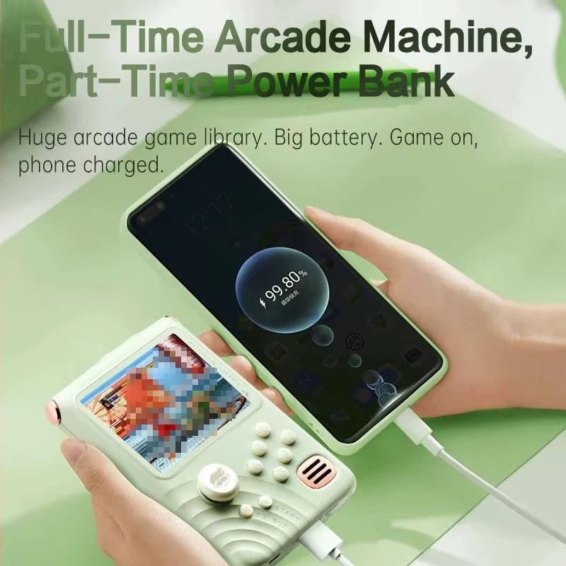 Retro Game Console - 3.5-inch IPS Screen, 6000mAh, 10000 Games | Light Green