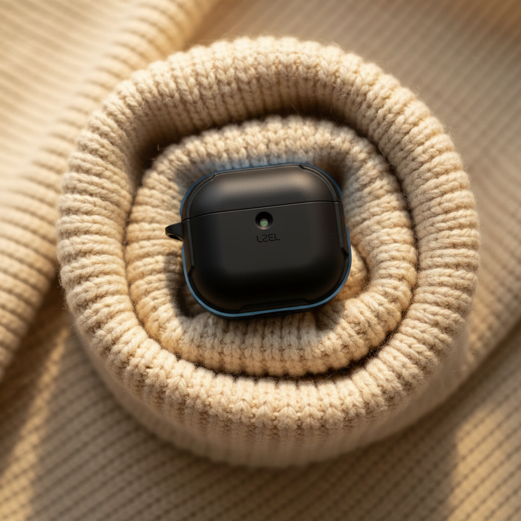 LZEL Aurum Airpods 4 Case Guard Pro Anti Fall Premium Hard Pc Case | Black / Navy Blue