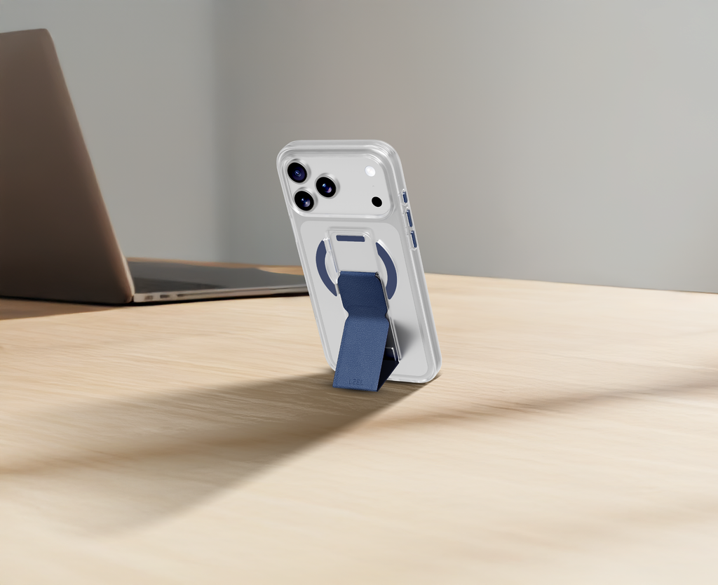 LZEL MagClear LeatherGrip Case for iPhone 17 Pro Max | Blue