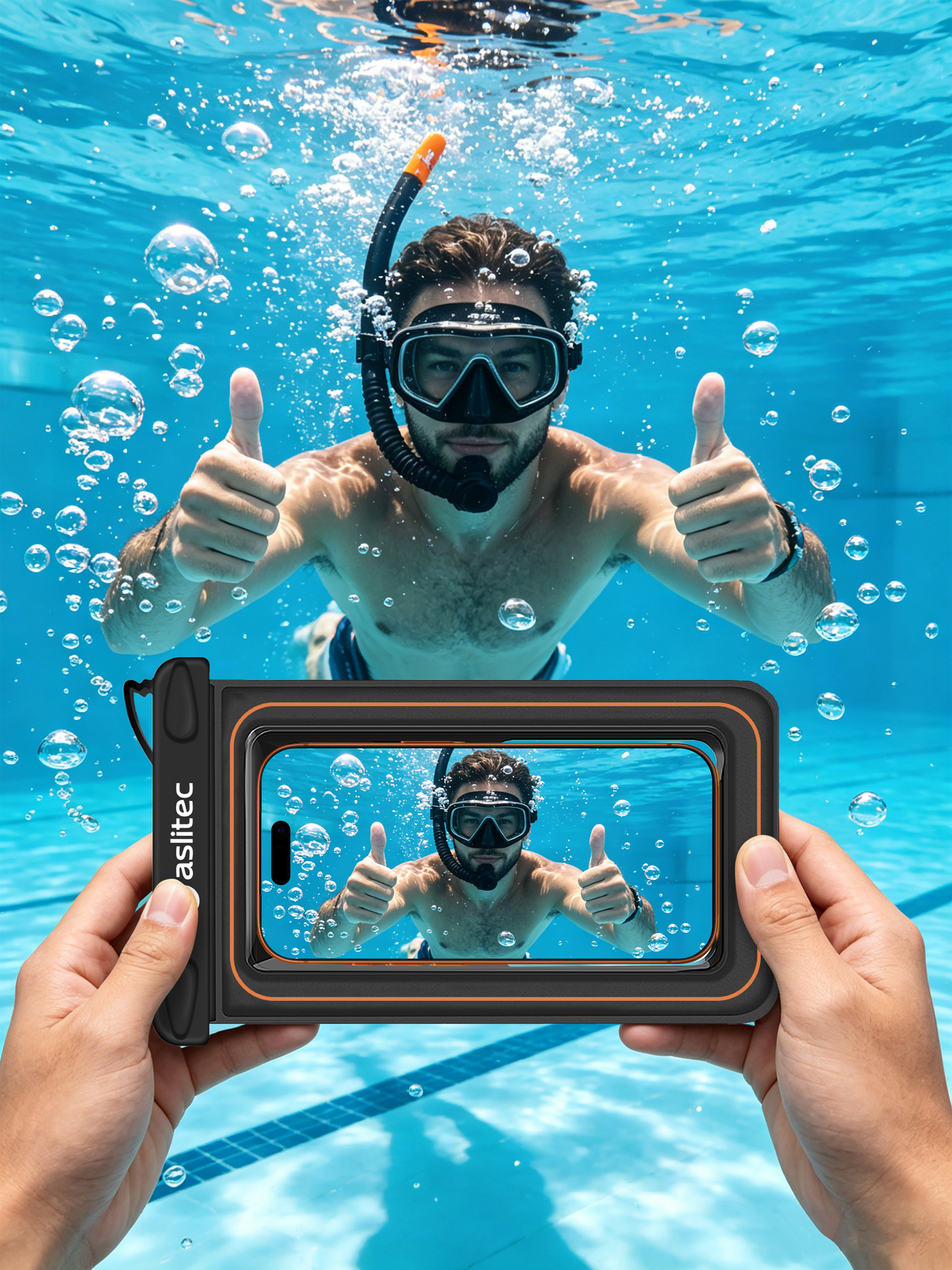 aslitec DIVEGUARD Pouch IP8X Waterproof Floating Phone Pouch With Touch Screen Access Fit Up to 8.9 inch