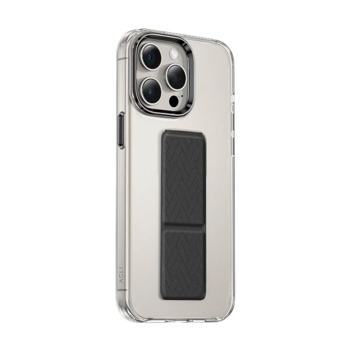 Asli Global iPhone 14 Pro Leather Grip Stand | Black