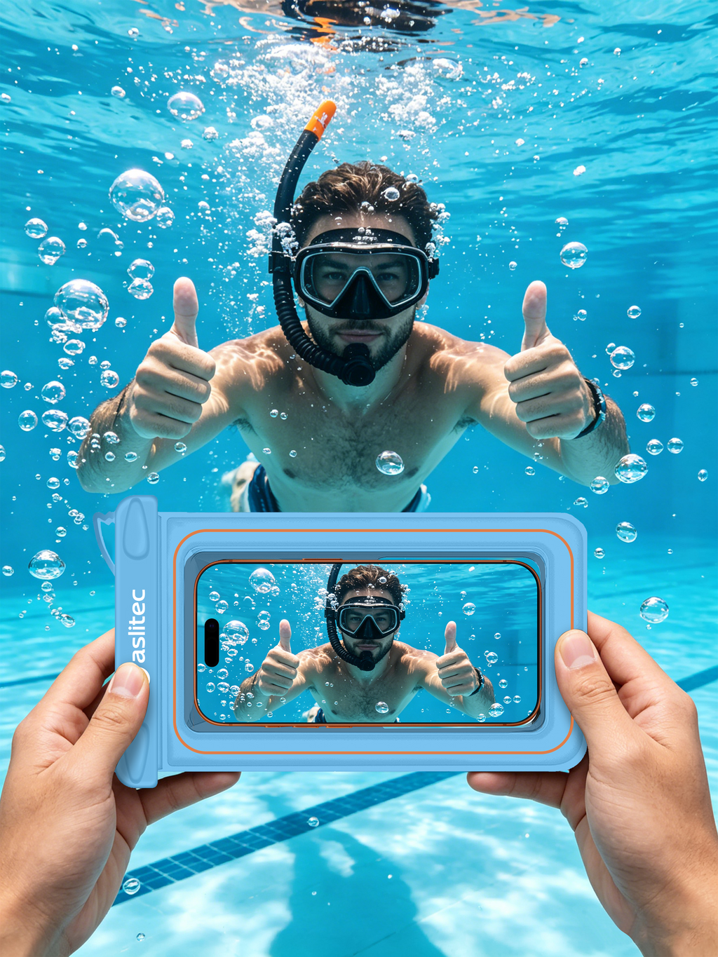 aslitec DIVEGUARD Pouch IP8X Waterproof Floating Phone Pouch With Touch Screen Access Fit Up to 8.9 inch