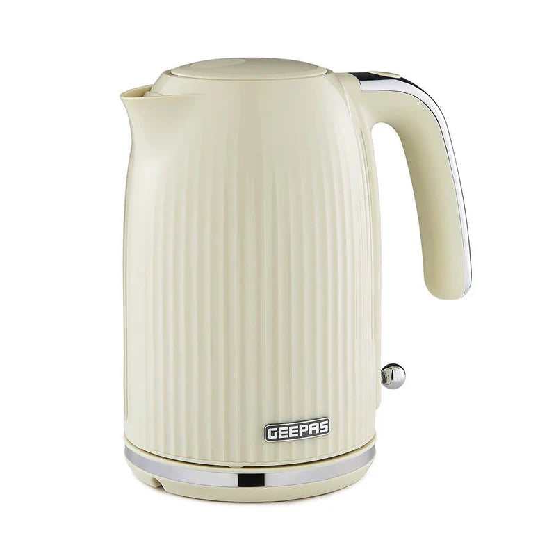 Geepas 1.7L Electric Jug Kettle â€“ 360Â° Rotation, Auto Shut-Off, Removable Filter, Cream