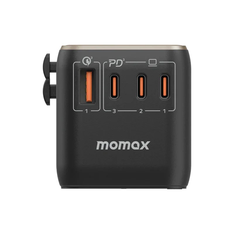 Momax 1-World 120W GaN 4-Port + AC Travel Adapter Black