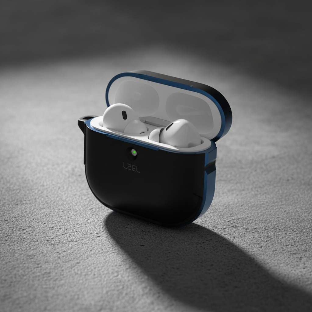 LZEL Aurum Airpods 4 Case Guard Pro Anti Fall Premium Hard Pc Case | Black / Navy Blue