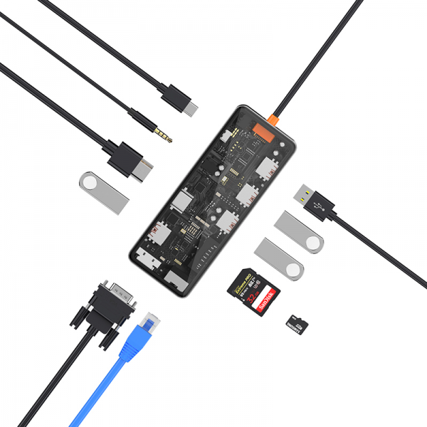 WIWU CB011 Transparent 11 In 1 Cyber USB-C Hub