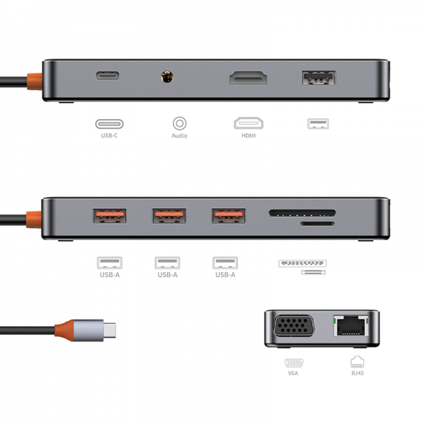 WIWU CB011 Transparent 11 In 1 Cyber USB-C Hub