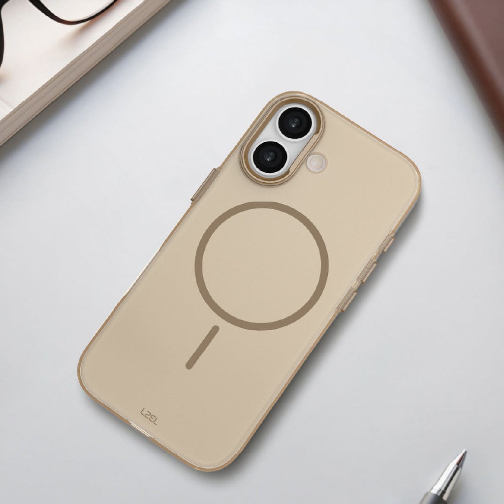 LZEL Magkryden Slim Case for iPhone 17 | Crystal Clear + Titanium Copper