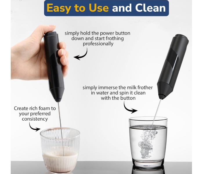 Olsenmark Rechargeable Milk Frother OMMF7045 | 3 Mixing Modes Black