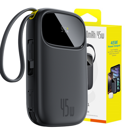 Baseus EnerFill FC31 Qpow 3 Digital Display Power Bank with USB-C+iP Cables 20000mAh 45W | Cosmic Black
