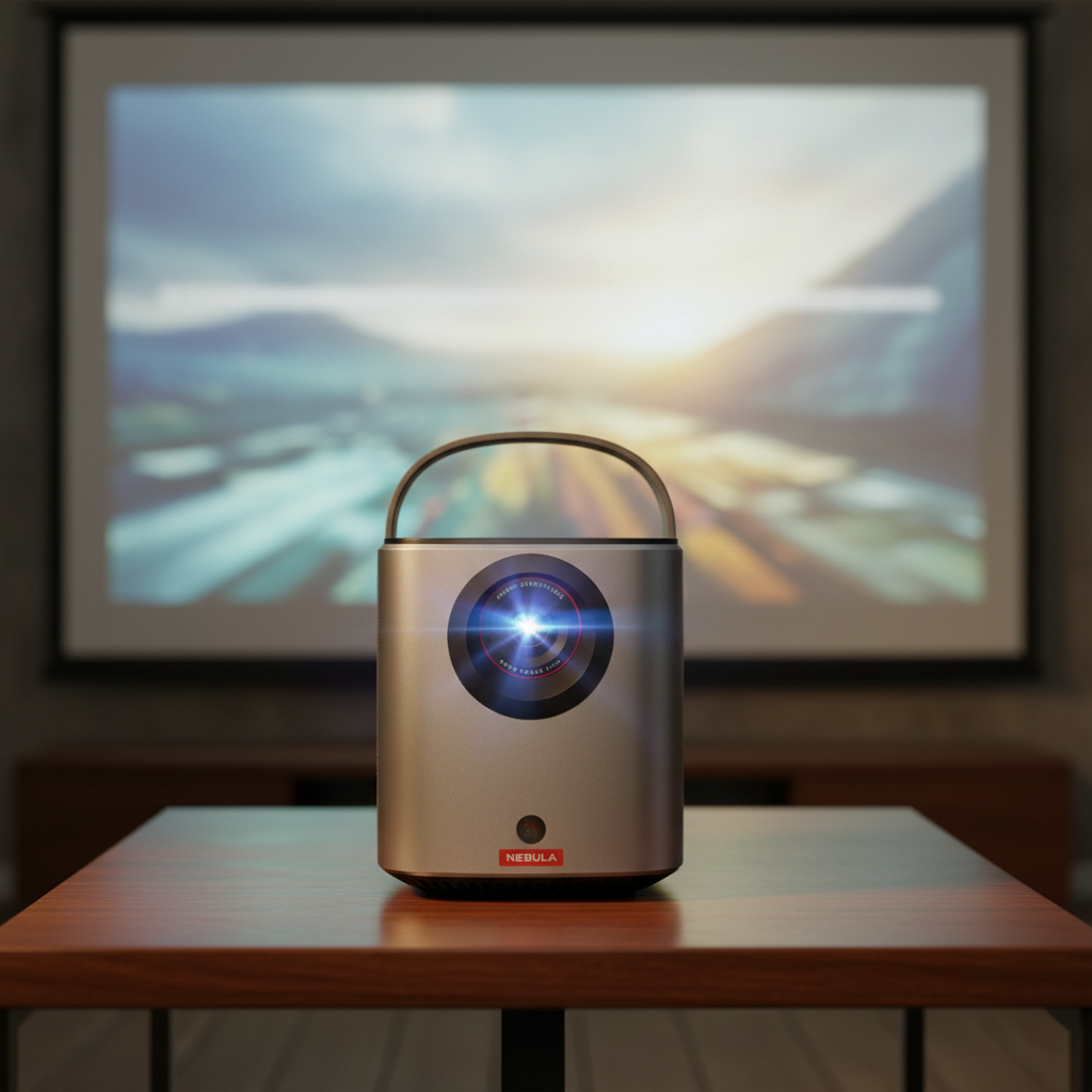 Nebula Mars 3 Air Portable 1080p Google TV Projector with Built-in Netflix, 400 ANSI Lumens & 2.5H Battery | Black