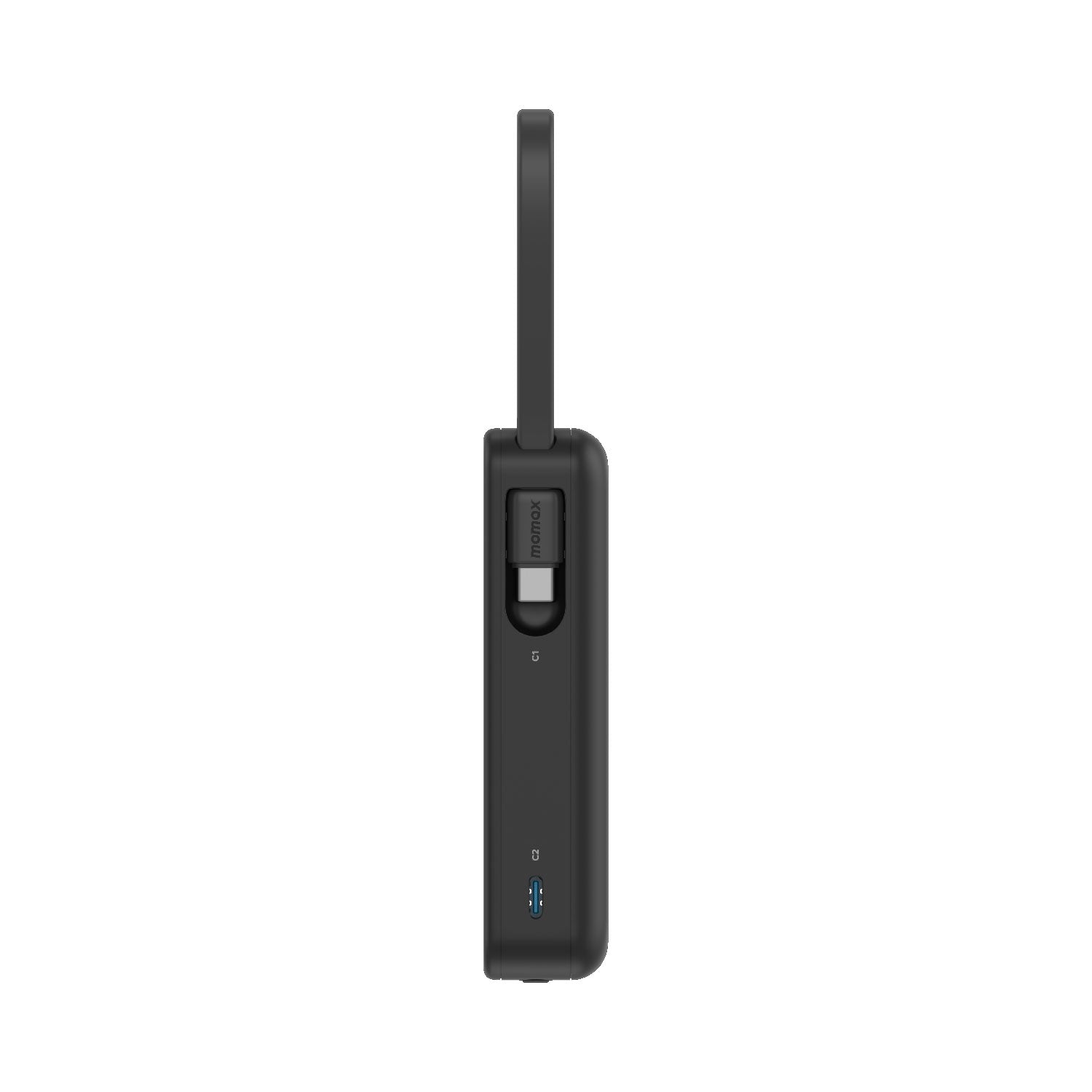 Momax 1-Power Vital Battery Pack 10000mAh With Dual Built-In Usb-C & Lightning Cable | Black
