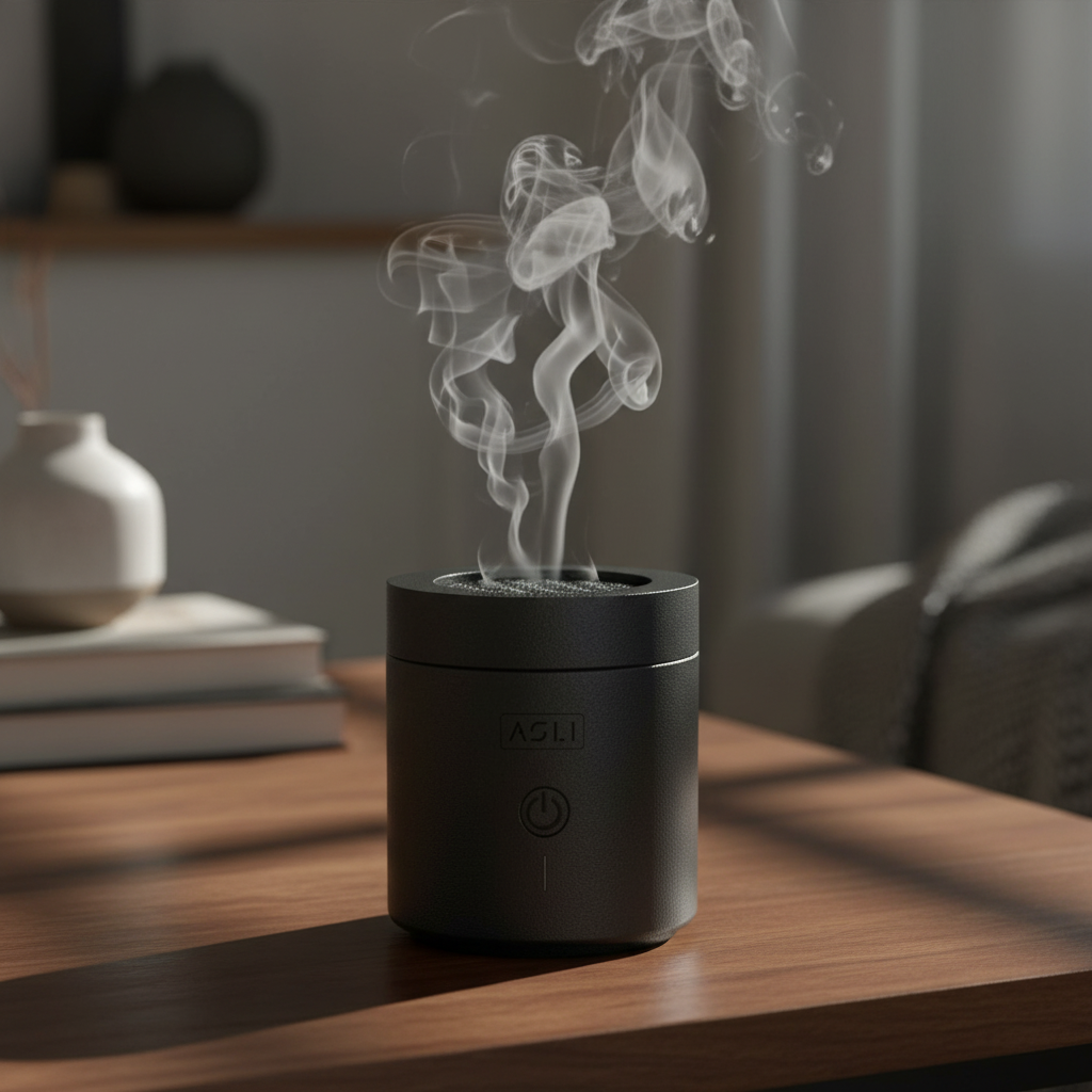 Asli Global Amberiq Essence Electric Incense Bakhoor Burner with Rotating Flip | Black