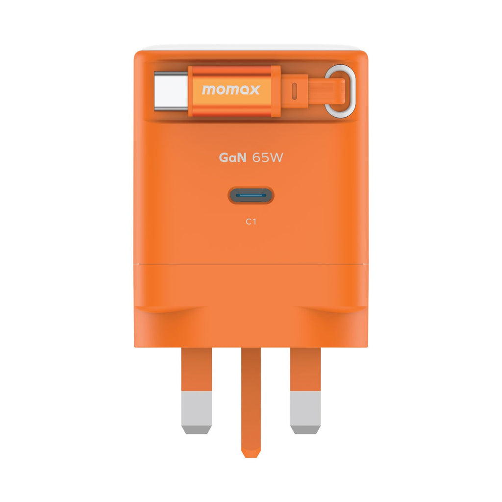 Momax 1-Charge+ 1-Port GaN Charger With Built-In USB-C Cable 65W