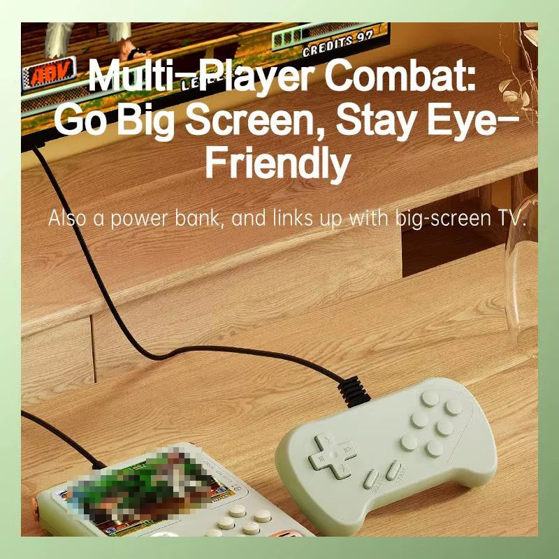 Retro Game Console - 3.5-inch IPS Screen, 6000mAh, 10000 Games | Light Green