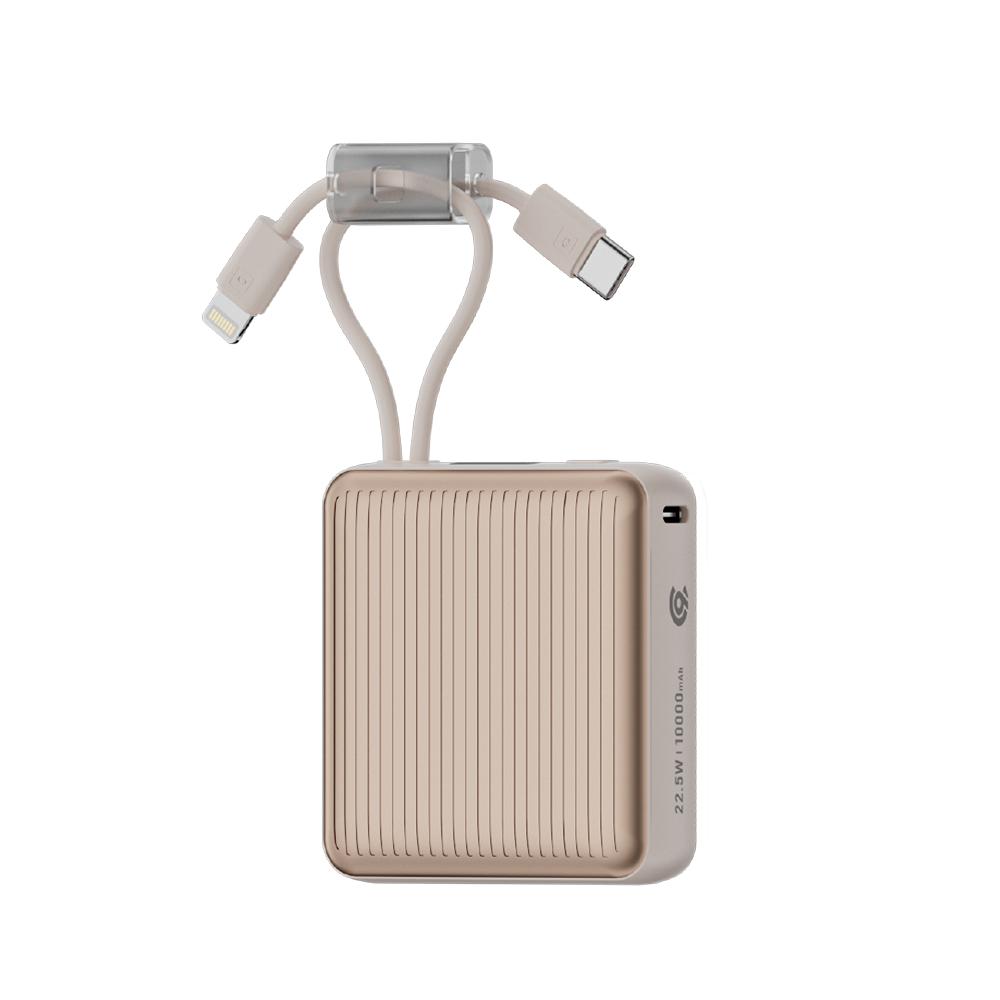 90 Percent Primcore Neo 22.5W Dual Built-In Cables Power Bank Powerdelivery | Qc 3.0 | Usb-C & Lightning | Gold