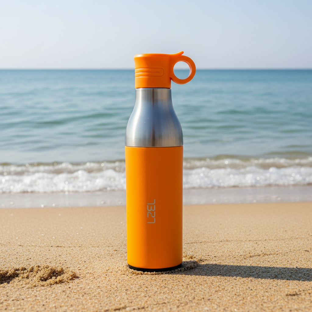 LZEL Natura Elva Vacuum Bottle Dual 400 mL + 400 mL | Orange Aluminum