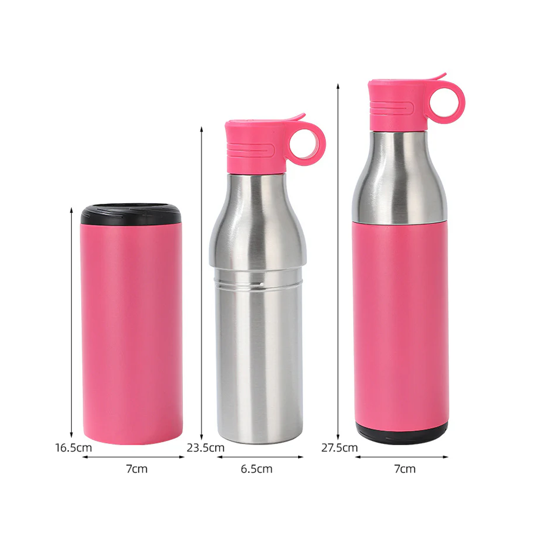 LZEL Natura Elva Vacuum Bottle Dual 400 mL + 400 mL | Hot Pink Aluminum