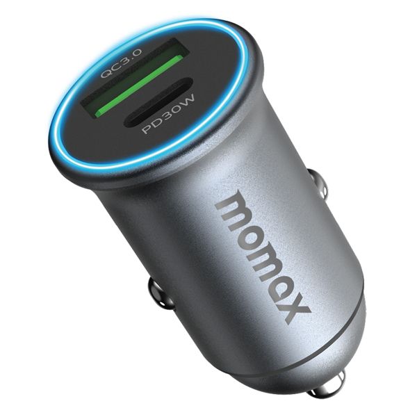 Momax MoVe 30W Dual-Port Car Charger | Space Grey