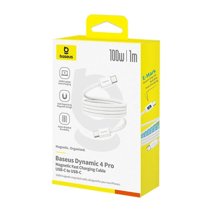 Baseus Dynamic 4 Pro Magnetic Fast Charging Cable USB-C to USB-C 100W 1m | White