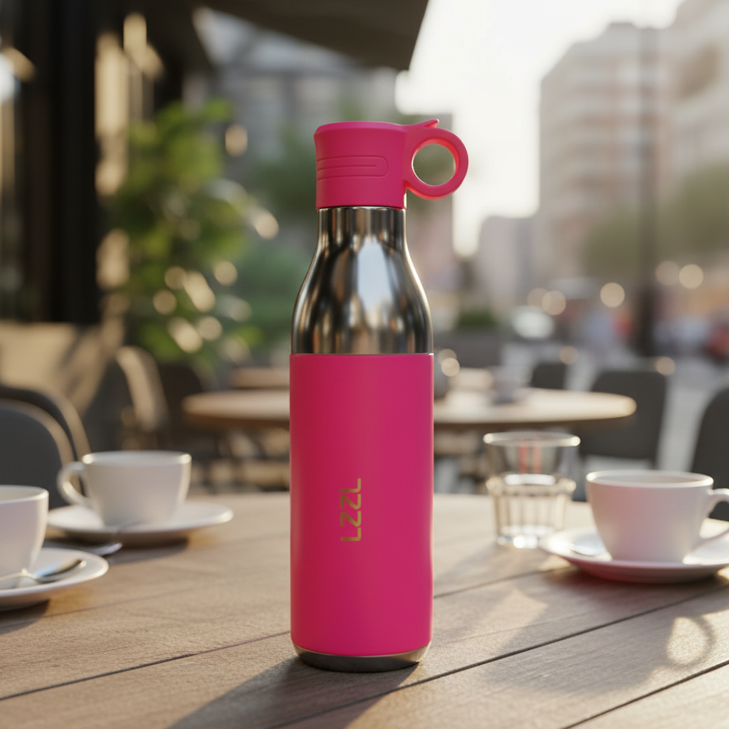 LZEL Natura Elva Vacuum Bottle Dual 400 mL + 400 mL | Hot Pink Aluminum