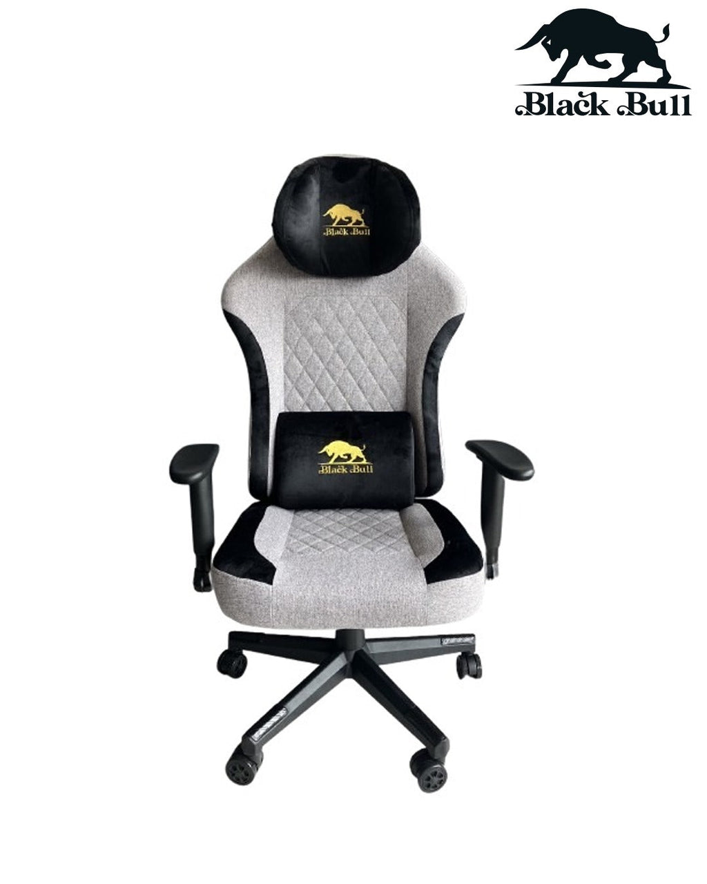 Black Bull Gaming Chair With Molded Headrest Up & Down | Fabric Black/Gray
