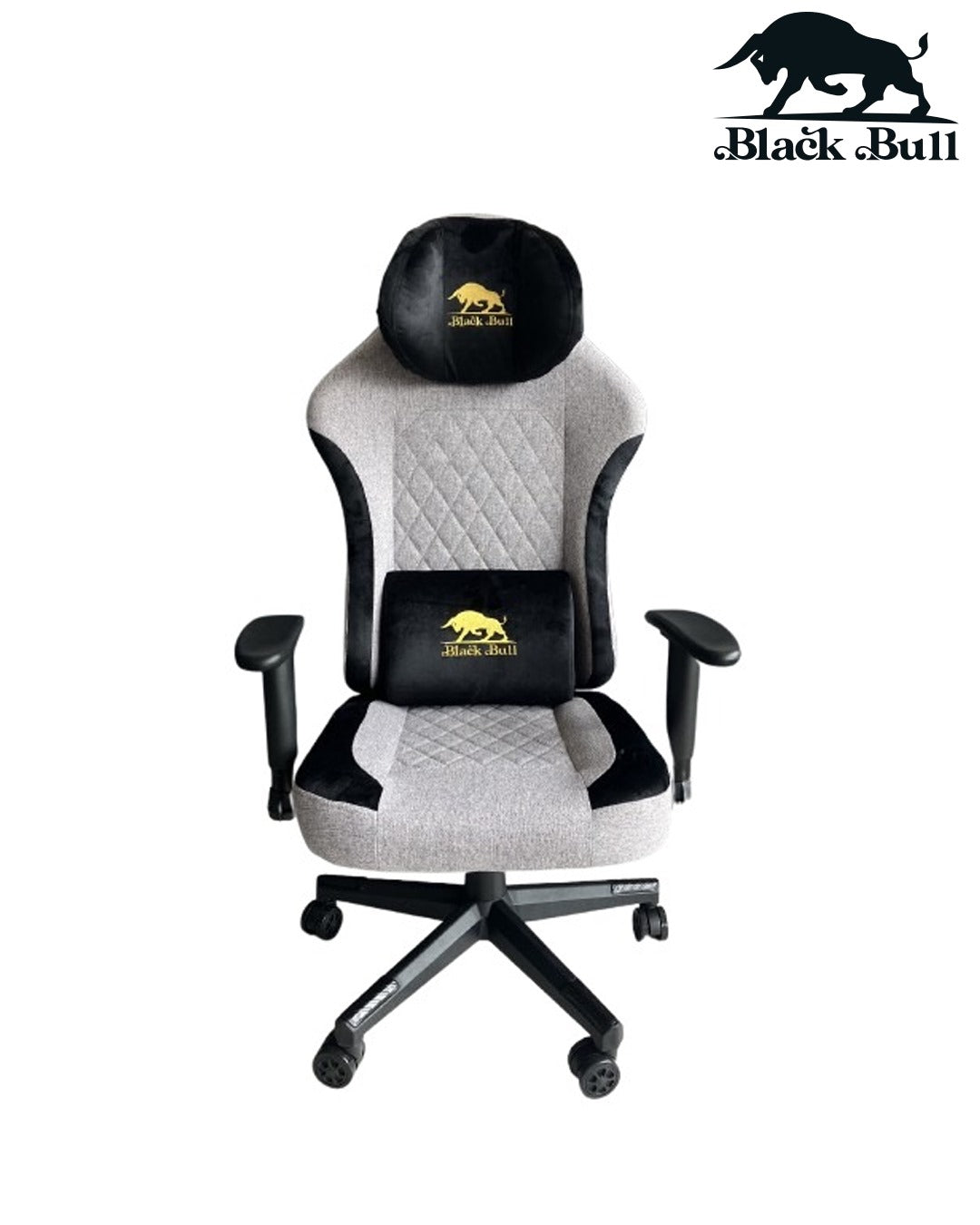 Black Bull Gaming Chair With Molded Headrest Up & Down | Fabric Black/Gray