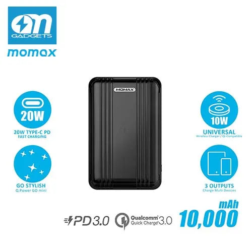 Momax Power Bank 10000 mAh  With Wireless Charging | Black