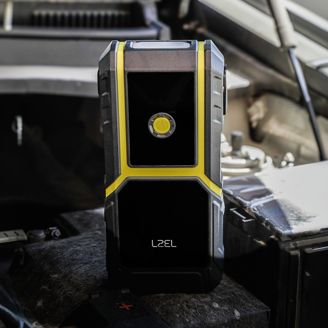 LZEL EnergizeIgnite - 12,000mAh Car Jump Starter with LED Flashlight | Gray/Yellow