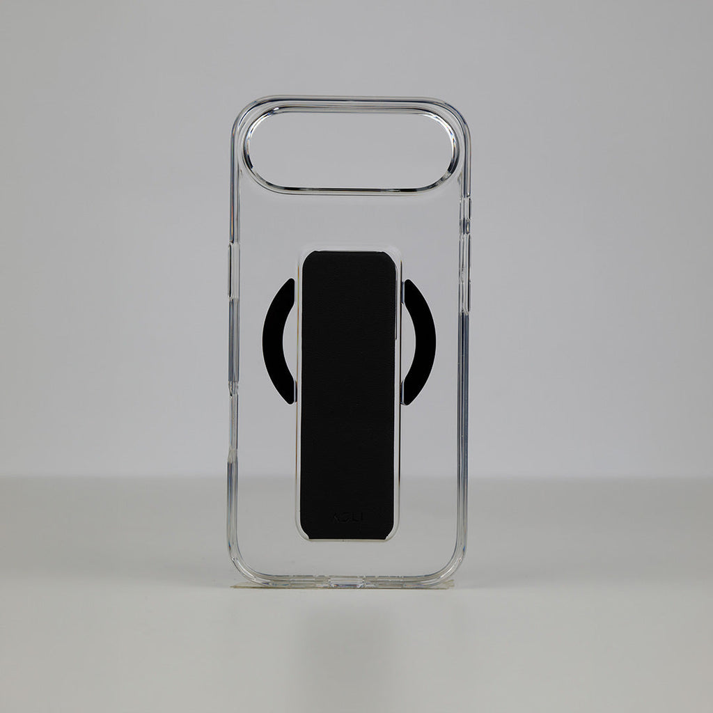 Asli Global MagTrox Gravitas Transparent MagSafe Case with Leather Grip for iPhone Air| Black