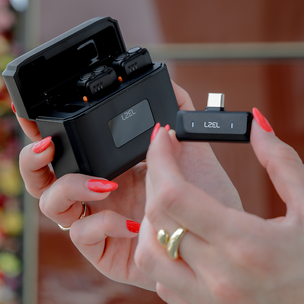 LZEL 2.4 GHz Wireless Microphone â Portable, AI Noise Reduction, 48 kHz High-Fidelity Audio