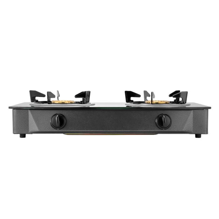 Geepas 2-Burner Gas Cooker â€“ Brass Burners, Tempered Glass, Auto Ignition, Stainless Steel