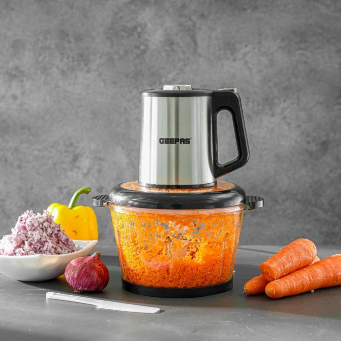 Geepas GMC42026 Multi Chopper | 500W | 2L Glass Bowl | 3 Speeds | Stainless Steel Blades